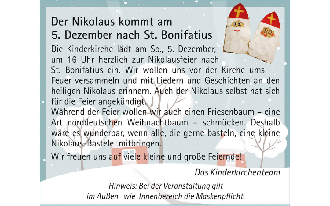 Der Nikolaus kommt nach St. Bonifatius